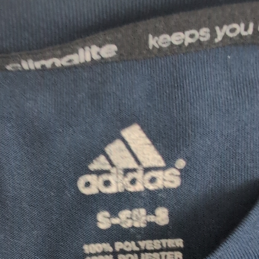 2 Adidas Kids' Climate Keep Dry Active Wear Navy and Royal Blue Tees with Logo - Picture 2 of 6
